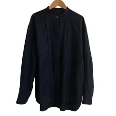 美品 CYCLAS シクラス ウール ロングスリーブ バンドカラー チュニックシャツ ブラウス サイズ38 ネイビー レディース 古着 中古 USEDのサムネイル