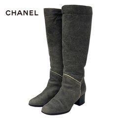 CHANEL ベージュスエードレザー ペコスブーツ / エンジニアブーツ 38 
