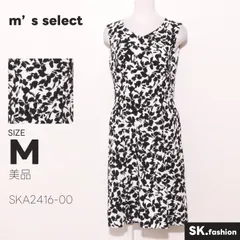 美品 m's select ワンピース 膝丈　ノースリーブ　花柄　Vネック　裏地付き　バックファスナー　日本製のサムネイル