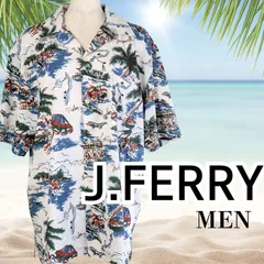 USED J.FERRY アロハシャツ ホワイト 南国柄 サイズ50 メンズ&レディース ジェイフェリーのサムネイル