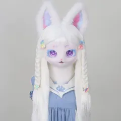 着ぐるみヘッド キツネ 白 全頭ヘッド ケモノ マスク ファースーツ ぬいぐるみ コスプレ コスチューム kigurumiのサムネイル