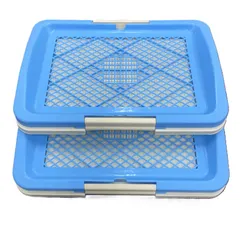 【中古品・2個セット】 犬用トイレ トイレトレー 犬のトイレ犬 トイレ トレー レギュラーサイズ ふちもれしにくい いたずら防止 小型犬 中型犬 ペット トイレトレー メッシュ トイレトレーニング ペット用品 ペットシーツのサムネイル