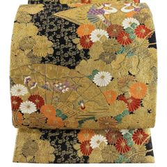 袋帯 扇面 鶴 菊 金糸 正絹 - メルカリ