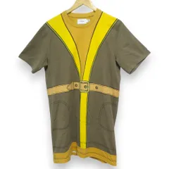 良品 COACH コーチ トロンプルイユ バックル ドレス Tシャツワンピース CB139 Mサイズ モカ×イエロー レディース 古着 中古 USEDのサムネイル