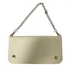 美品 J&M Davidson J＆Mデヴィッドソン チェーン付き レザーロングウォレット 長財布 ホワイト レディース 古着 中古 USEDのサムネイル