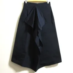 良品 JIL SANDER ジルサンダー シルクブレンド ロング フリルスカート サイズ34 ネイビー レディース 古着 中古 USEDのサムネイル