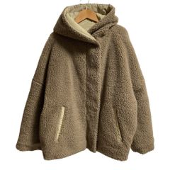 新品⭐サマンサモスモスブルー【ベージュ】フード付きリバーシブルボア 