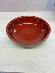 ke0617-17 B4-5 木製風 漆器 盛鉢 朱塗り 内朱 外千筋 菓子鉢 こね鉢のサムネイル