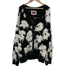 美品 メゾンスペシャル ネオグランジフラワーカットジャガードプライムオーバーカーディガン 11222361327 サイズ2 ブラック レディース 古着 中古 USEDのサムネイル