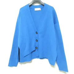 美品 23AW nagonstans ナゴンスタンス アシンメトリーヘム C/D Vネック ニットカーディガン 470GA870-1070 M ブルー レディース 古着 中古 USEDのサムネイル
