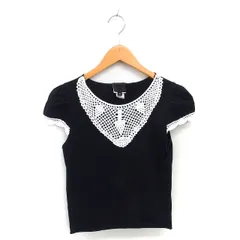 アナスイ ANNA SUI カットソー Tシャツ ボートネック 綿 コットン 半袖 S 黒 白 ブラック ホワイト /TT32のサムネイル