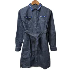 美品 DOLCE&GABBANA ドルチェ&ガッバーナ 長袖 ストレッチ デニム シャツワンピース キッズ 子供服 11/12 インディゴブルー キッズ 古着 中古 USEDのサムネイル