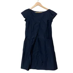 美品 JIL SANDER NAVY ジルサンダーネイビー フレンチスリーブ Aライン ひざ丈 ワンピース サイズ34 ネイビー レディース 古着 中古 USEDのサムネイル