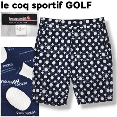 【美品】 【デサント製】 ルコック スポルティフ ゴルフ le coq sportif GOLF シアサッカー ショーツ ショート パンツ ジップアップ 88 総柄 ネイビー スポーツ メンズ