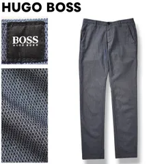 【上質】 ヒューゴ ボス HUGO BOSS ストレッチ パンツ チノパン ジップアップ ドビー織り 44 ネイビー ラグジュアリー デザイナーズ モード シティールック メンズのサムネイル