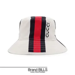 未使用品 GUCCI グッチ ウェブ ストライプ バケットハット 帽子 Lサイズ 788561 4HBAG コットン ホワイト ネイビー レッド ユニセックスのサムネイル