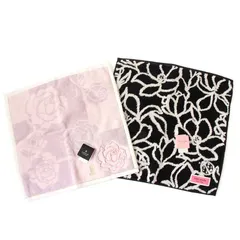 AWD26136 未使用 kate spade new york ケイト・スペード LANVIN ランバン タオル ハンカチ 2枚セット ブラック系 ピンク系のサムネイル