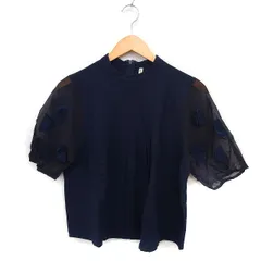 シャンブルドゥシャーム chambre de charme リネン ブラウス 袖切替 タック 5分袖 F ネイビー 紺 /FT7のサムネイル