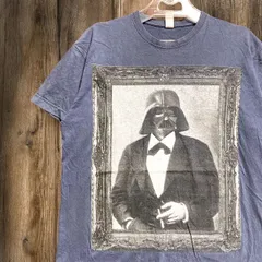 ムービー Tシャツ ダースベイダー　スターウォーズ　STARWARS　アート　絵画 ネイビー   S(日本サイズでM相当)サイズ  古着 ビンテージ used vintage  p10のサムネイル