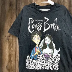 ムービー Tシャツ コープスブライド ヴィクター エミリー スカル 骸骨 ドクロ ティム バートン アニメ 映画 黒   Lサイズ  古着 ビンテージ used vintage  p10/のサムネイル
