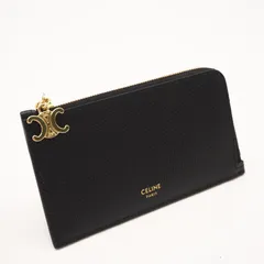 ★3日以内返品可★ 極美品 CELINE セリーヌ グレインドカーフスキン ジップ付きロングカードホルダー L10083FVO コインケース ブラック グレインカーフレザー レディースのサムネイル