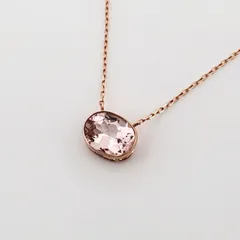 【ソーティング付】天然モルガナイト 1.748ct K10 ピンクゴールド ネックレス 色石 リメイクジュエリー