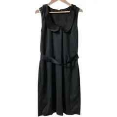 美品 JIL SANDER NAVY ジルサンダーネイビー ウール ラウンドカラー ノースリーブ ワンピース サイズ34 ブラック系 レディース 古着 中古 USEDのサムネイル