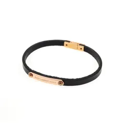 【中古】SAINT LAURENT サンローラン IDプレート レザーブレスレット レディース メンズ ブレスレット ブラック ゴールド ブランドのサムネイル