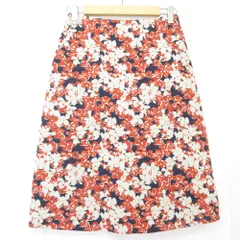未使用 marimekko マリメッコ JUHANALA フラワージャガード ひざ丈 トラペーズスカート 34 オレンジ系 レディース 古着 中古 USEDのサムネイル