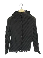 ミーイッセイミヤケ me ISSEY MIYAKE MI53FO152 シャツ ブラウス 長袖 ボタン プリーツ 透け感 伸縮 無地 ブラック 黒 QQQのサムネイル