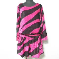 美品 BOUTIQUE MOSCHINO ブティックモスキーノ ストライプ ミニドレス ワンピース サイズ38 ピンク ブラック レディース 古着 中古 USEDのサムネイル