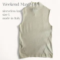 WEEKEND Max Mara マックスマーラ ノースリーブニット ハイネック アイボリー リブ編み L イタリア製のサムネイル