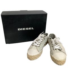 良品 DIESEL ディーゼル エスパドリーユ キャンバス スニーカー サイズ38 約24cm ライトグレー レディース 古着 中古 USED