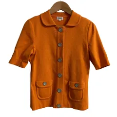 美品 FOXEY フォクシー ショートスリーブ ニットシャツ ジャケット カーディガン サイズ38 オレンジ レディース 古着 中古 USEDのサムネイル
