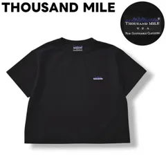 サウザンドマイル THOUSAND MILE ストレッチ ナイロン Tシャツ クルーネック カットソー ロゴ 刺繍 F ブラック アウトドア カジュアル ウェア タウンユース レジャー レディース ♪のサムネイル