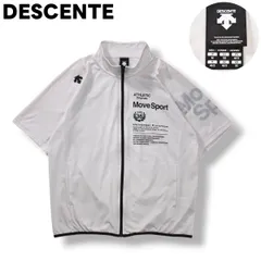 デサント DESCENTE MOVE SPORT ムーブ スポーツ プリント 半袖 ジップアップ シャツ ジャージ M ホワイト スポーツ ウェア タウンユース レジャー アクティビティ メンズのサムネイル