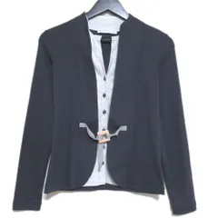 美品 FABIANA FILIPPI ファビアナフィリッピ モニーレ装飾 ロングスリーブ フェイクレイヤード カーディガン S ネイビー×グレー レディース 古着 中古 USEDのサムネイル