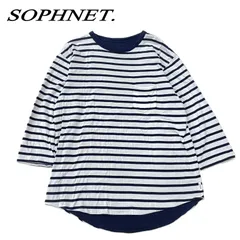 SOPHNET. ソフネット リバーシブル ロングＴ S ボーダー SOPH. WHT × NVY/ホワイト × ネイビーのサムネイル