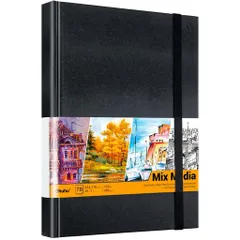 スケッチブックOhuhuすけっちぶっくミックスメディア画用紙210*210mm78枚200gsm(超厚口)中目アクリル絵具・水彩子ども・大人にも色鉛筆のサムネイル