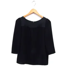 クレージュ courreges ブラウス スクエアネック シルク混 透け感 ギャザー 七分袖 38 黒 ブラック /NT16のサムネイル