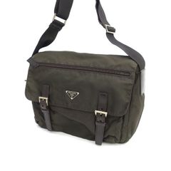PRADA プラダ ナイロン ショルダーバッグ メッセンジャー カーキ 三角