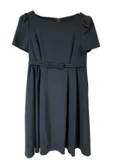 14811-014★FOXEY NEW YORK フォクシーニューヨーク ワンピース 38 ネイビー 半袖 リボン フレアワンピース ストレッチ 日本製 レディース★のサムネイル