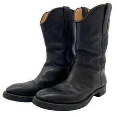 DOUBLE Hペコスウエスタンブーツ8.5Bレザー黒PECOS ダブルエイチ