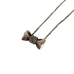 Chloe クロエ ラインストーン リボンモチーフ チェーン ペンダント ネックレス アクセサリー シルバーカラー レディース 古着 中古 USEDのサムネイル