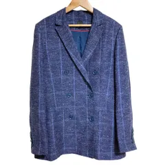 美品 TRUSSARDI トラサルディ ツイード ダブルブレスト テーラードジャケット 40 ブルー レディース 古着 中古 USEDのサムネイル