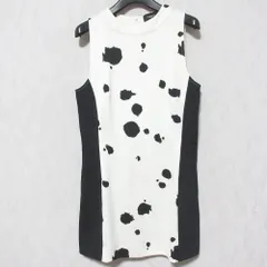美品 MARELLA マレーラ ART.365 ダルメシアン柄 ノースリーブ チュニック ミニドレス 42 ホワイト ブラック レディース 古着 中古 USEDのサムネイル