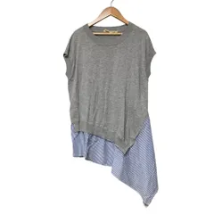 美品 PLAIN PEOPLE プレインピープル ニット切替 レイヤード風 ブラウス サイズ9 グレー ブルー レディース 古着 中古 USEDのサムネイル