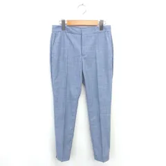 ザラ ZARA テーパード センタープレス パンツ ロング 薄手 ジップフライ 34 ブルー 青 /TT