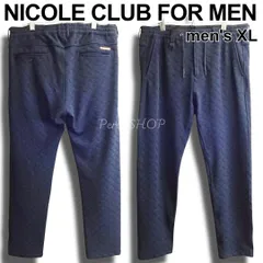 良品　NICOLE CLUB FOR MEN　ニコルクラブフォーメン　ブリスター ハイパワーストレッチ イージーパンツ　Sz.50（W37 ・ XL相当）　テーパード　ジャガード　ブラック / 黒　メンズのサムネイル