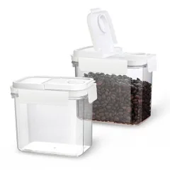 Meterga保存容器キャニスター密閉容器プラスチック食品保存容器密閉大容量食材調味料湿気防止収納キッチンコーヒー透明米びつ鮮度を保つ専用ラベル付き1のサムネイル